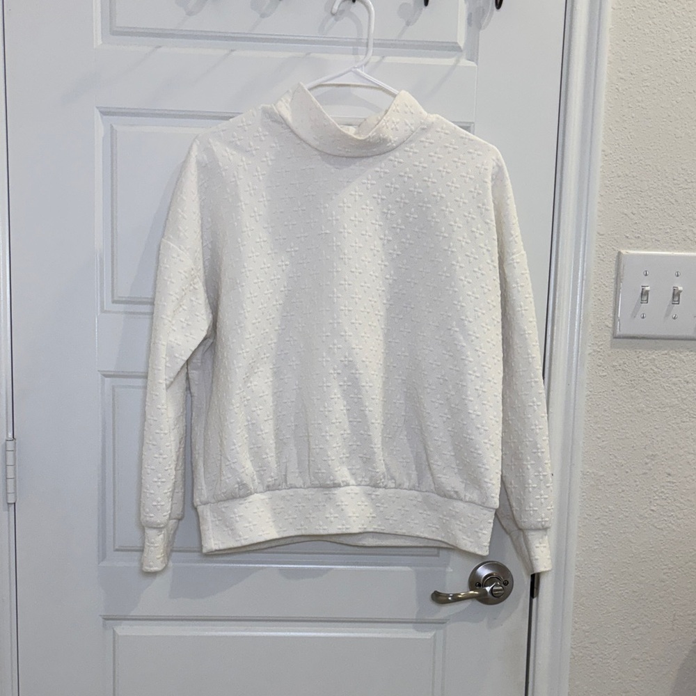 Hutch x Maxey Greene Textured Mock Neck Pullover Sweatshirt Cream Size Small